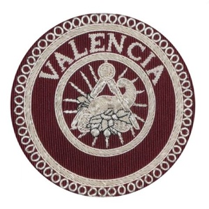 Insignia de delantal de guardia provincial masónico con el logotipo de Valencia - Bordado a mano con hilo plateado y bordados BAHOO (Logotipo personalizado) - Product Image 1
