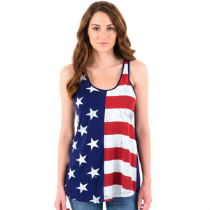 Camiseta sin mangas con estampado de bandera americana para mujer, cuello redondo, tejido transpirable, informal, de secado rápido, tejido transpirable de 120 g - Product Image 6