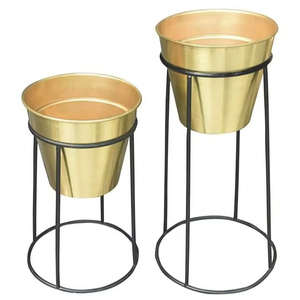 Pot de fleurs en métal, grand pot pour plantes d'intérieur et d'extérieur, balcon, patio, décoration de la maison - Product Image 1