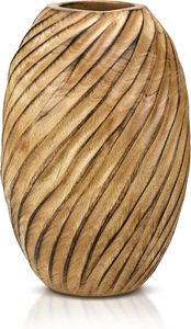 Jarrón Espiral Hecho a Mano de Madera de Mango Marrón Claro, Madera Natural de Mango Decorativa para el Hogar, Sala de Estar u Oficina - Product Image 2