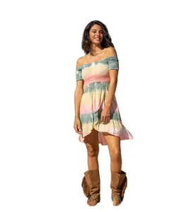 Nuevo algodón bohemio elegante verano playa cubrir hasta hombro Tie Dye túnica para mujeres Casual chicas calientes blusas cómodas - Product Image 1