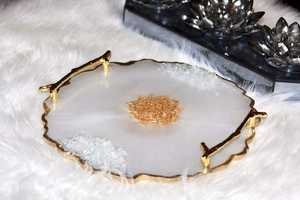 Excellent Quality Art Deco Epoxy Resin Tray Home Kitchen <b>Table</b> Top <b>Accessories</b> Custom Size Handmade Good Polished Wedding - Product Image 4