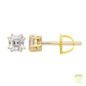 Magnifiques boucles d'oreilles solitaires en diamant de laboratoire, argent sterling 925, scintillantes, élégantes, bijoux fins - Product Image 4