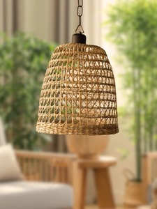 Abat-jour en jonc de mer tressé fait main, lampe suspendue en osier naturel style bohème, lampe en jonc de mer pour la décoration de la maison et du patio - Product Image 5