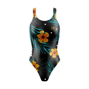 Custom Women's Printed High Quality OEM ODM Spandex/Polyester Flower Printed Back Quick Dry Swimwear Bodysuits - Product Image 5