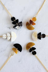 artisanal horn jewelry handmade <b>women</b> Horn Pendant Necklace Gold Plated <b>Women's</b> Bohemia Style Jewelry Set - Product Image 1
