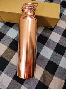 Pure Copper Water <b>Bottle</b> Lid Plain Design Large Capacity Portable Eco-Friendly Drinking Tumbler for Travel Gym Home Customer - Product Image 2
