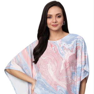 Top de Mujer con Estampado de Mármol en Rayón Multicolor, Cuello Estilizado, Talla S, Corte Regular, Suave y Natural, Cómodo para el Verano, Ecológico, 2 Piezas - Product Image 1
