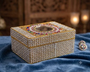 Luxury Embellished Jewelery <b>Box</b> with Mirror Top Handmade Jewelry Organizer Decorative Trinket Storage Gift <b>Box</b> - Product Image 2