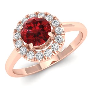 Bague de fiançailles REYES, dernier design, or 14 carats, diamant certifié IGI, pierre précieuse grenat 0,5 carat, cadeau d'anniversaire, bijoux de luxe - Product Image 2