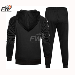 Custom Streetwear Baggy Sweatsuit Cotton <b>Plain</b> <b>Tracksuits</b> For Men Heavy Weight Sweatpants And Hoodie Set - Product Image 3