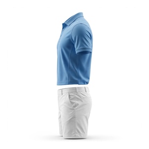 Ensemble Polo et Short Bermuda Homme Brodé Couleur Unie Oxford Respirant Séchage Rapide Poches Taille Mi-Haute Style Décontracté Blanc Bleu - Product Image 4