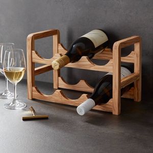 Handmade Wooden Wine Rack For <b>Tabletop</b> Display With Stylish Bottle Organizer And Decorative Rustic Look - Product Image 6