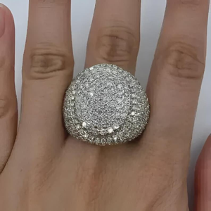 Luxury Moissanite Round <b>Dome</b> <b>Ring</b> Iced Out 925 Silver Hip Hop Jewelry Bold Statement <b>Ring</b> Mens Women Gift Elegant Shine Shine - Product Image 1