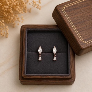 Vintage Screw Back <b>Drop</b> Earrings 0.4CT Pear Cut Lab Grown Diamond 10k 14k 18k Solid Gold Color E Clarity VVS Fine Women Earring - Product Image 2