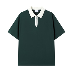 Polo homme de haute qualité, lourd, personnalisable, avec fermeture éclair, vente en gros, uni, tricoté, en spandex, BD - Product Image 2