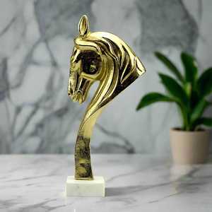Jaffs Exports 36cm H X 8cm W X 16.5cm L Golden Aluminium Horse Head Sculpture Artistic Figurine Handmade Contemporary Tabletop - Product Image 6