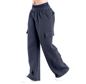 Pantalon évasé en molleton de coton pour femme, style streetwear, respirant, écologique, pour l'entraînement, coupe ample, séchage rapide, avec poches – Meilleure vente - Product Image 5