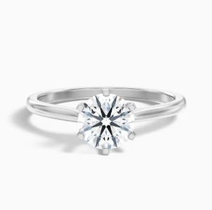 Bague en moissanite taille ronde en argent sterling 925 plaqué or blanc, bague de fiançailles minimaliste et délicate, alliance de mariage, bague de mariée - Product Image 6