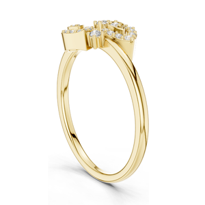 Anillo de diamantes cultivados en laboratorio, anillo de oro amarillo de 14 quilates con forma de lágrima, anillo botánico de doble hoja, anillo con racimo de diamantes para mujer, joyería fina - Product Image 3