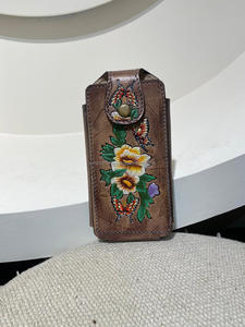 ซองหนังใส่โทรศัพท์ตามสั่งแบบใหม่เคสโทรศัพท์หนังแท้แบบตะวันตกฝาครอบโทรศัพท์มือถือแบบตะวันตกสลักกระเป๋าสตางค์เข็มขัดคาวบอยหนังสำหรับผู้ชาย - Product Image 2