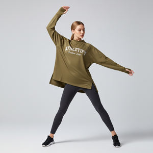 Camiseta Deportiva Larga de Manga Larga para Mujer, Estilo Islámico Modesto, Corte Asimétrico, Holgada, Transpirable y Ecológica - Product Image 1