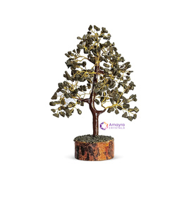 Money Magnet PYRITE Gemstone Waterproof 300 Beads Wooden Base Handmade Mascot Theme <b>Tree</b> Wholesale Export AMAYRA <b>CRYSTALS</b> - Product Image 2