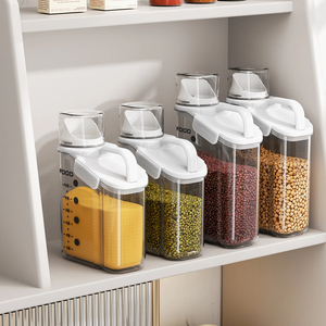 Bocaux en <span class=keywords><strong>plastique</strong></span> scellés pour le stockage du riz, barils anti-humidité pour cuisines domestiques, avec tasses à mesurer, boîtes à céréales diverses - Product Image 6