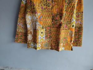 Quilted <b>Patchwork</b> <b>Jacket</b> Women's Mandarin Collar Full Sleeve Cotton Autumn Style Regular Length Button Closure gifts for her - Product Image 3