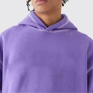 Ensemble sweat à capuche et pantalon en molleton violet surdimensionné pour homme, couleur unie, avec poches, coupe classique, tricoté, pour l'automne - Product Image 5