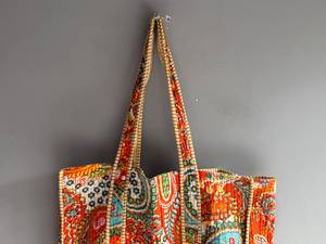Sac fourre-tout bohème en coton avec broderie à motifs, ouverture supérieure, pour toutes les saisons, cadeau pour elle - Product Image 2