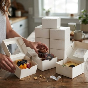 Boîtes à pâtisserie biodégradables avec fenêtre, en papier verni, pour desserts, fraises, beignets, cadeaux de fête – Meilleures ventes au Vietnam - Product Image 5