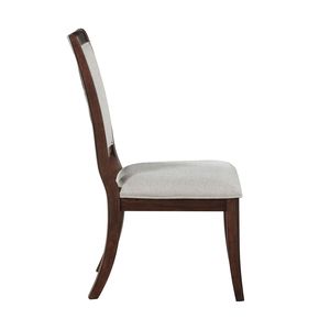 Traditional 2-Piece Dining Side <b>Chairs</b> Set Cherry Finish Wooden Beige <b>Upholstered</b> Seat Formal Dining Room Furniture - Product Image 4