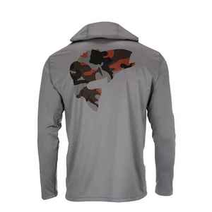 Chemise de pêche à manches longues bleu clair pour homme avec imprimé truite marron au dos, protection anti-UV UPF 50 - Product Image 6