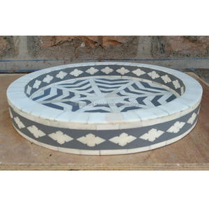 Bandeja Decorativa Elegante Hecha a Mano con Incrustaciones de Madera India, Ecológica, con Tema Budista, para Servir, Decoración del Hogar, Regalos - Product Image 5