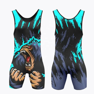ชุดนักมวยปล้ำชาย พิมพ์ลายแบบ Sublimation ทรงเข้ารูป แห้งเร็ว ระบายเหงื่อได้ดี ผลิตจากโพลีเอสเตอร์ 100% ออกแบบลายเองได้ ขนาดผู้ใหญ่ - Product Image 1