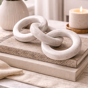 Ornamento de Cadena Entrelazada de Mármol Premium, Escultura de Piedra Contemporánea, Centro de Mesa de Lujo para Sala de Estar, Calidad de Exportación - Product Image 3