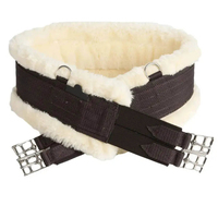 Sangle en peau de mouton pour l'équitation, marron avec doublure en polaire blanche, boucles réglables