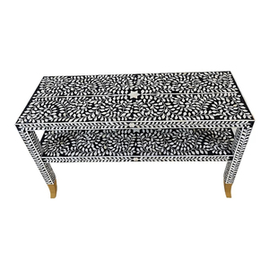 Table console en bois massif de style vintage, écologique, faite à la main, avec incrustations en os, meubles modernes pour salon, provenant du Rajasthan - Product Image 5