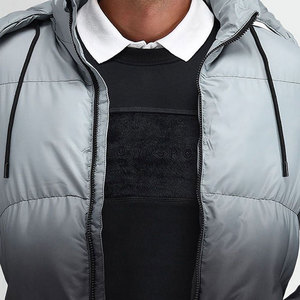 Men's Color Blocking Puffer Jacket Stand Collar Zipper Closure Windproof Casual Winter Wear Polyester Wadding - Product Image 5