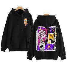 Trendy oversized cotton spandex hoodie <b>pullover</b> <b>men</b> knitted front back print letter doodle winter casual outfit - Product Image 3