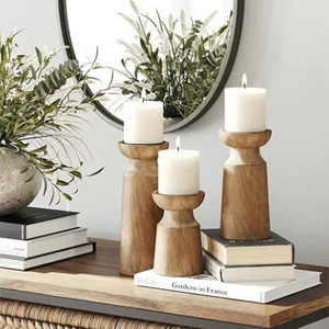 Classic Silver Oval Wooden Candle Holder Handmade Eco-Friendly Christmas Centerpieces Table Decorations Customized Design - Product Image 3