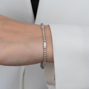Pulsera de tenis de plata de ley 925 con diamantes baguette, joyería fina de lujo, regalo de boda para mujer, elegante cadena de mano - Product Image 2
