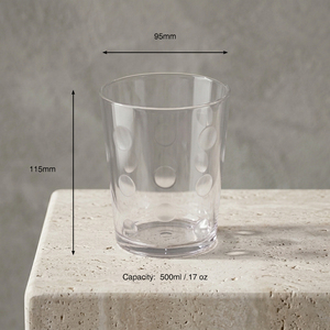 [Holar] Taiwan Made Lightweight Sturdy Bubble Dot Pattern 17oz <b>Plastic</b> Drinking <b>Glasses</b> for Milk Juices Water - Product Image 3