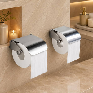 Portarrollos de Papel Higiénico de Acero Inoxidable con Tapa, Soporte de Pared para Rollo de Papel Higiénico para Baño - Product Image 3