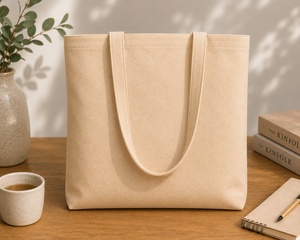 Sac fourre-tout en toile de coton beige pour un usage quotidien - Product Image 5