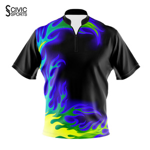 Maillot de bowling personnalisé en polyester avec fermeture éclair quart de tour, logo imprimé par sublimation, respirant, vente en gros - Product Image 5