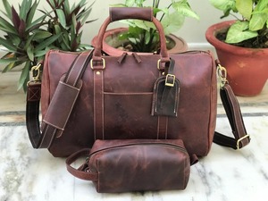 กระเป๋าเดินทางหนังลายละเอียดแบบวินเทจ รุ่น Weekender Duffle ขนาดใหญ่ ใส่สัมภาระได้เยอะ ปิดด้วยซิป รุ่น LDB-0213 - Product Image 4