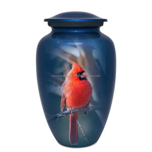 Urna de cremación conmemorativa funeraria verde brillante con diseño de pájaro Cardenal clásico adulto para cenizas humanas urna de cremación hecha a mano - Product Image 4