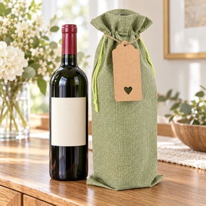 Customizable Eco-Friendly Jute Drawstring Wine <b>Bottle</b> <b>Gift</b> <b>Bag</b> Kraft Tag 5.9 X 13.78 Inch for <b>Gift</b> Travel Packaging Wholesale - Product Image 6